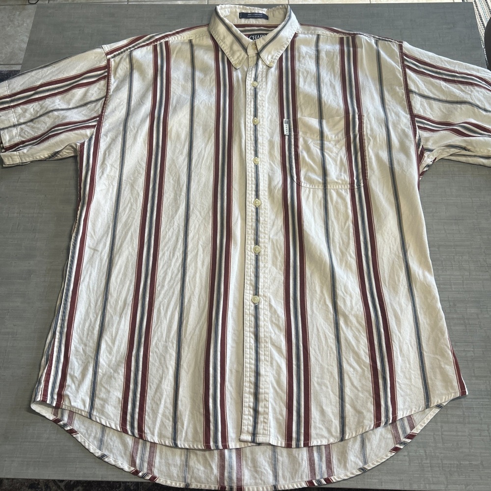 Vintage 90s Chaps Ralph Lauren Button Up Shirt Men's Large Short Sleeve *read